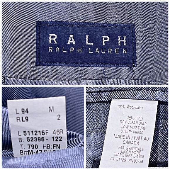RRL Ralph Lauren Wool Glen Check Suit Gray 2 Button Mens 46R x Pleated Pants - Picture 12 of 12